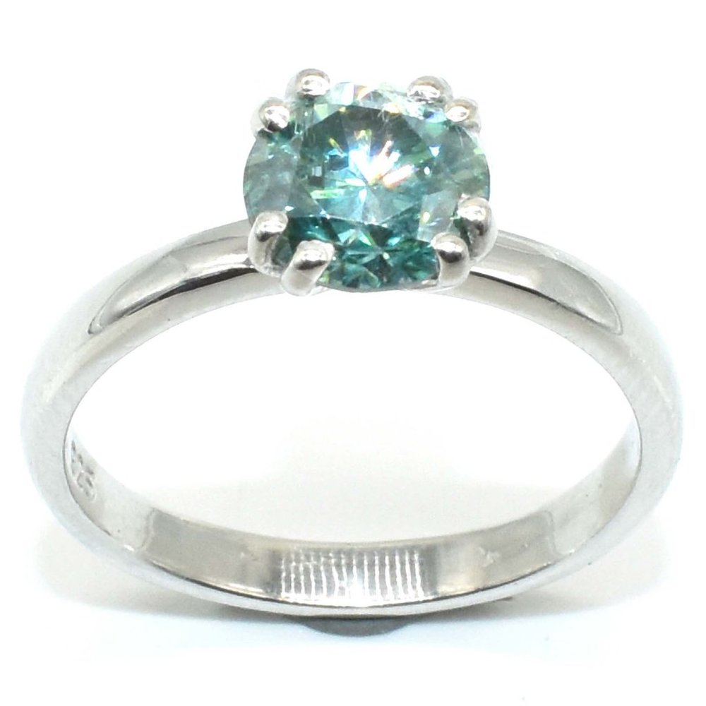 925 Sterling Silver Moissanite Ring, Size 7